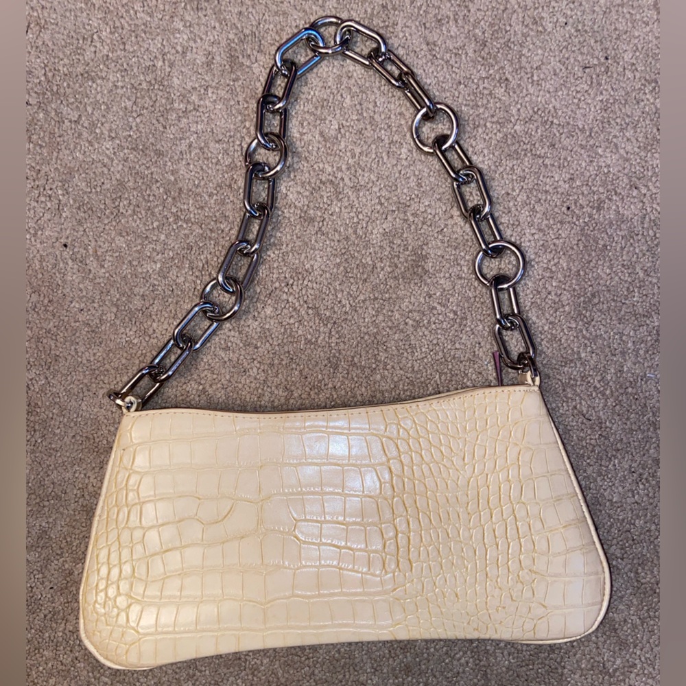 a new day Cream Croc-Embossed Clutch with Chain Strap